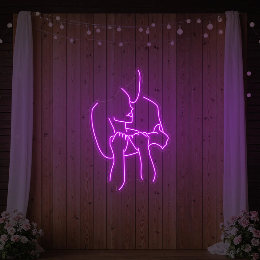 Lovers Holding Each Other Neon Sign