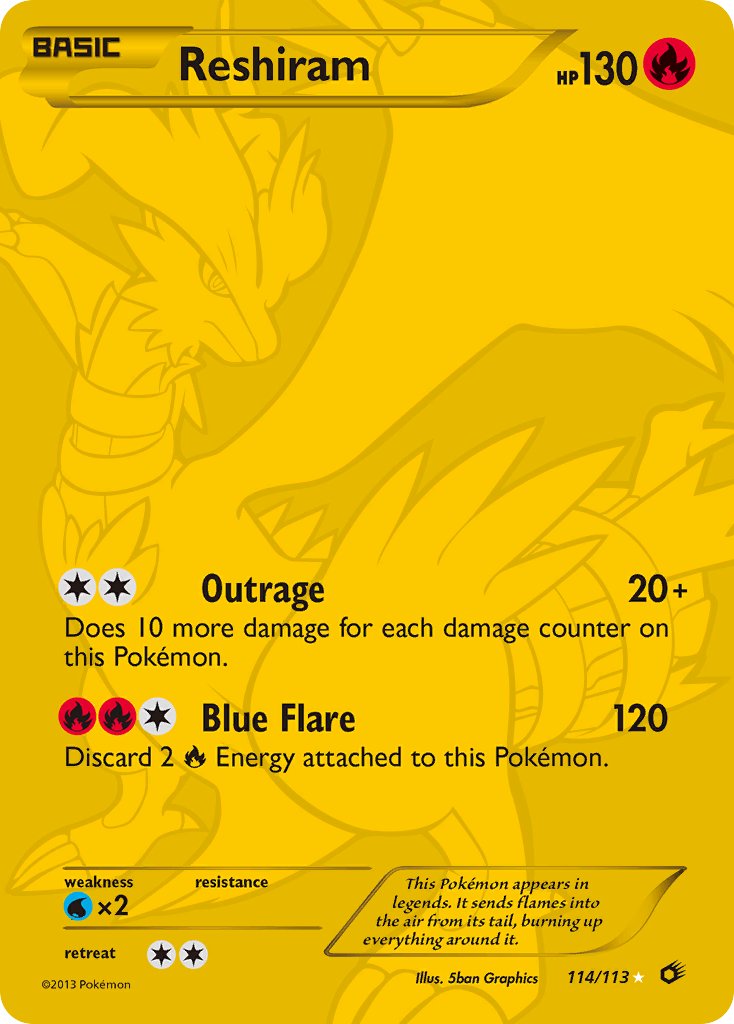 Gold Reshiram 114/113 - Pokémon Legendary Treasures Full Art Secret Rare (Lightly Played)