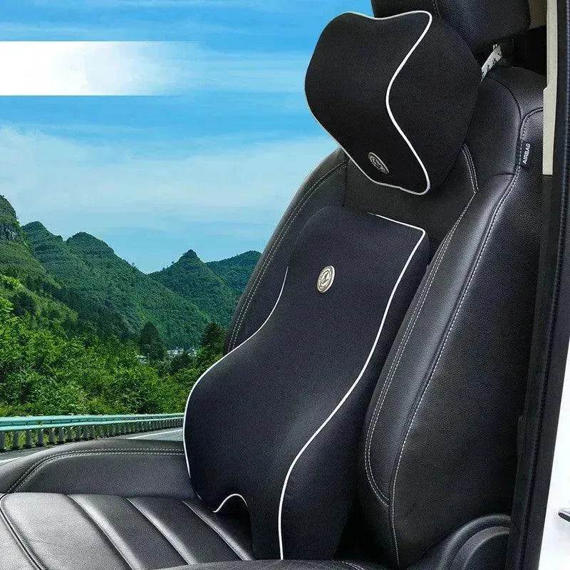 Memory Foam Lumbar Cushion & Headrest Set – Space Foam Back & Neck Support for Office Chair & Car Seat