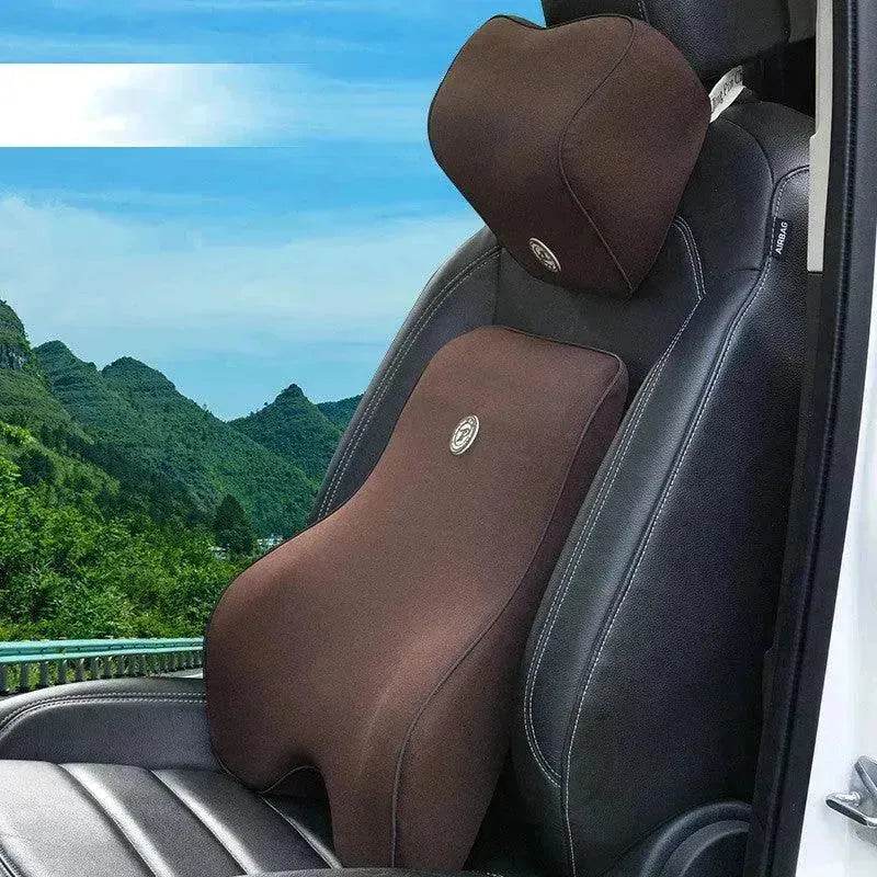 Memory Foam Lumbar Cushion & Headrest Set – Space Foam Back & Neck Support for Office Chair & Car Seat