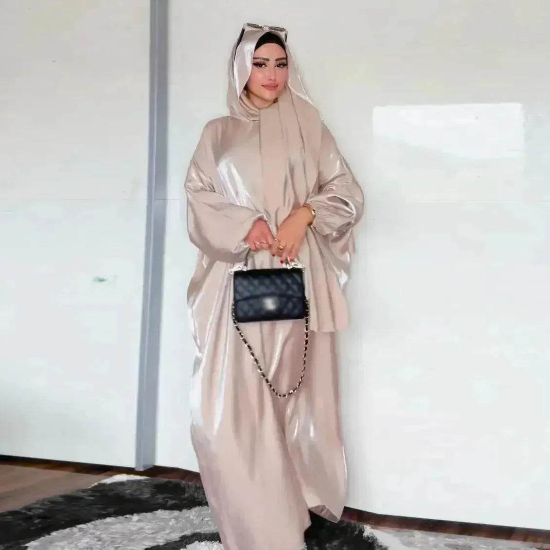 Lustre Batwing style Abaya Dress for Arab Dubai Turkey Middle East Women