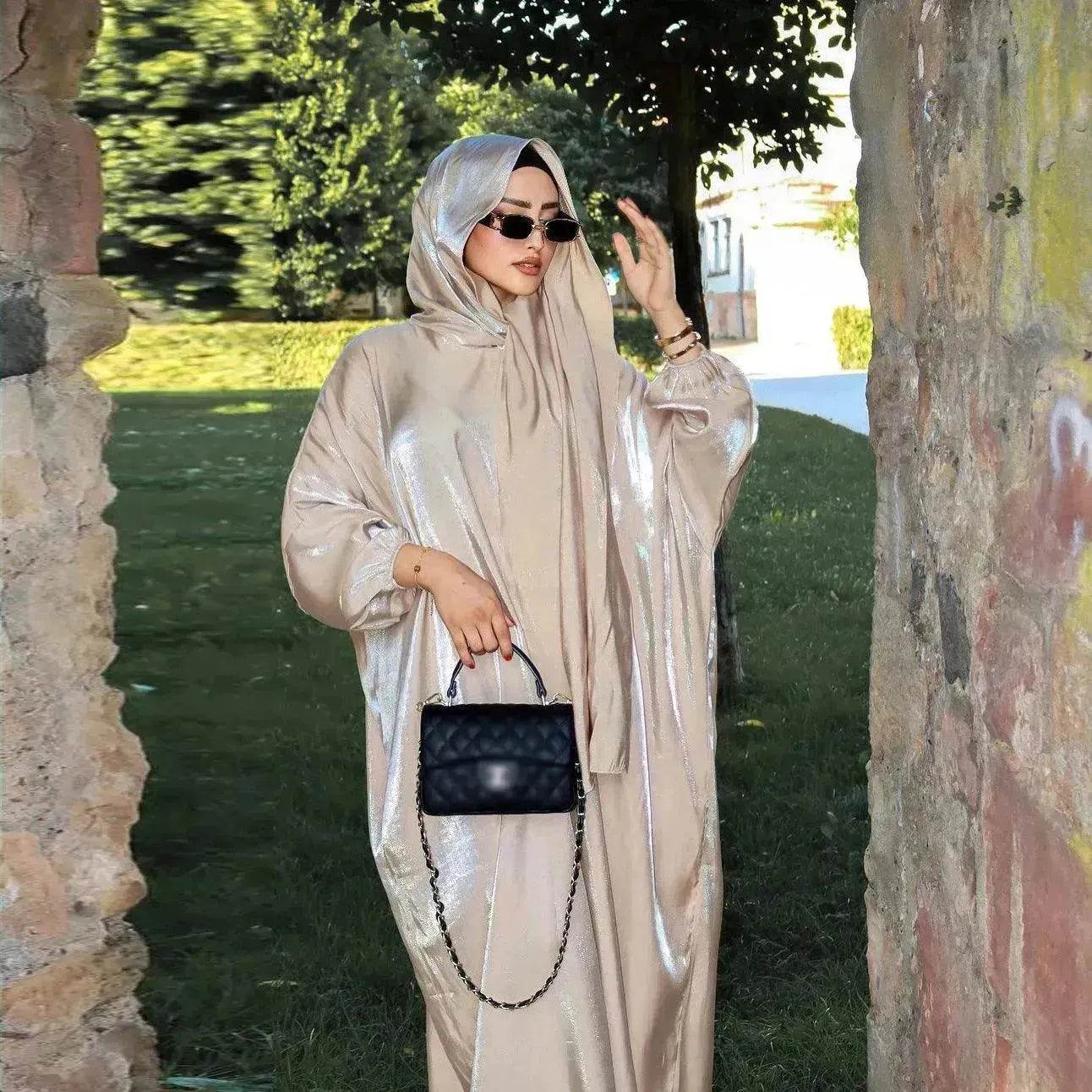 Lustre Batwing style Abaya Dress for Arab Dubai Turkey Middle East Women