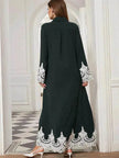Luxurious Embroidered Blouse Lace Cardigan Dress for Beautiful Arab Dubai Turkey Middle Eastern Women
