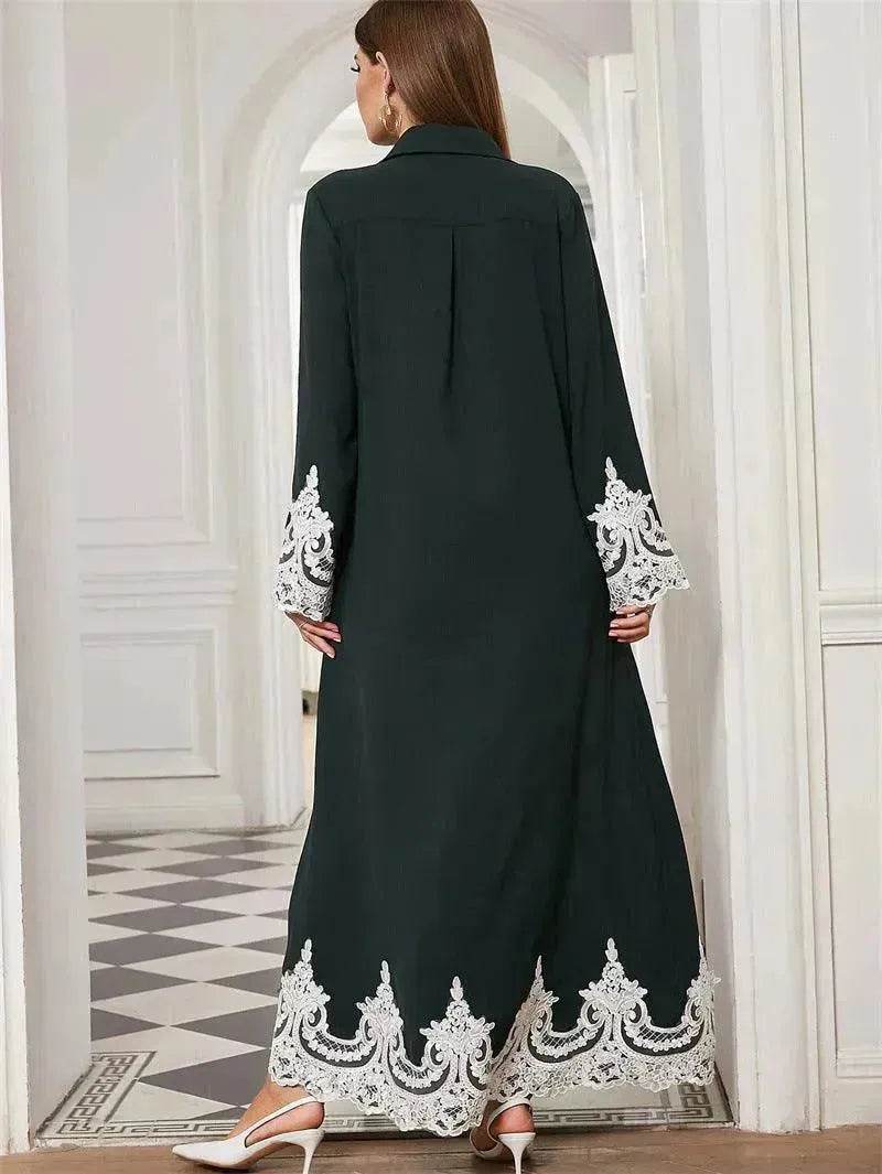 Luxurious Embroidered Blouse Lace Cardigan Dress for Beautiful Arab Dubai Turkey Middle Eastern Women