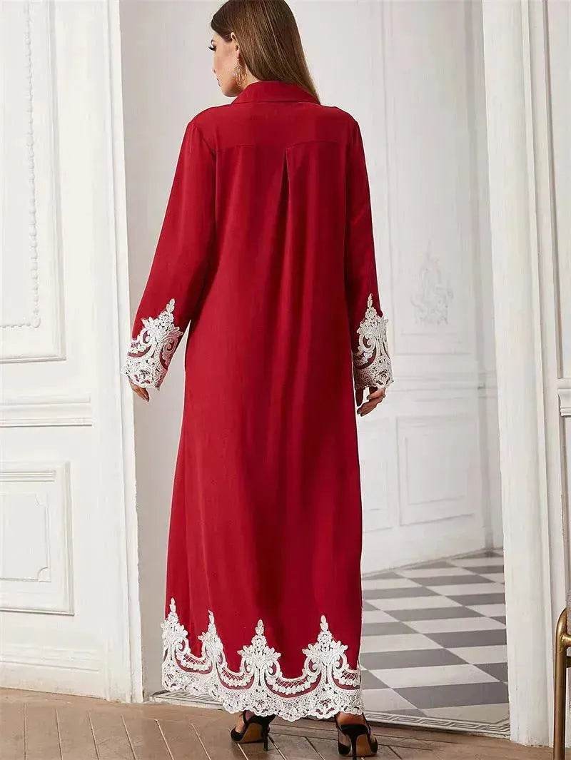 Luxurious Embroidered Blouse Lace Cardigan Dress for Beautiful Arab Dubai Turkey Middle Eastern Women