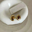 Luxury French Retro Tiger eye Metal Stud Earrings For Women Weeding Earrings