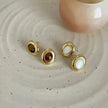 Luxury French Retro Tiger eye Metal Stud Earrings For Women Weeding Earrings