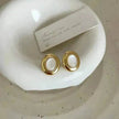 Luxury French Retro Tiger eye Metal Stud Earrings For Women Weeding Earrings