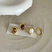 Luxury French Retro Tiger eye Metal Stud Earrings For Women Weeding Earrings