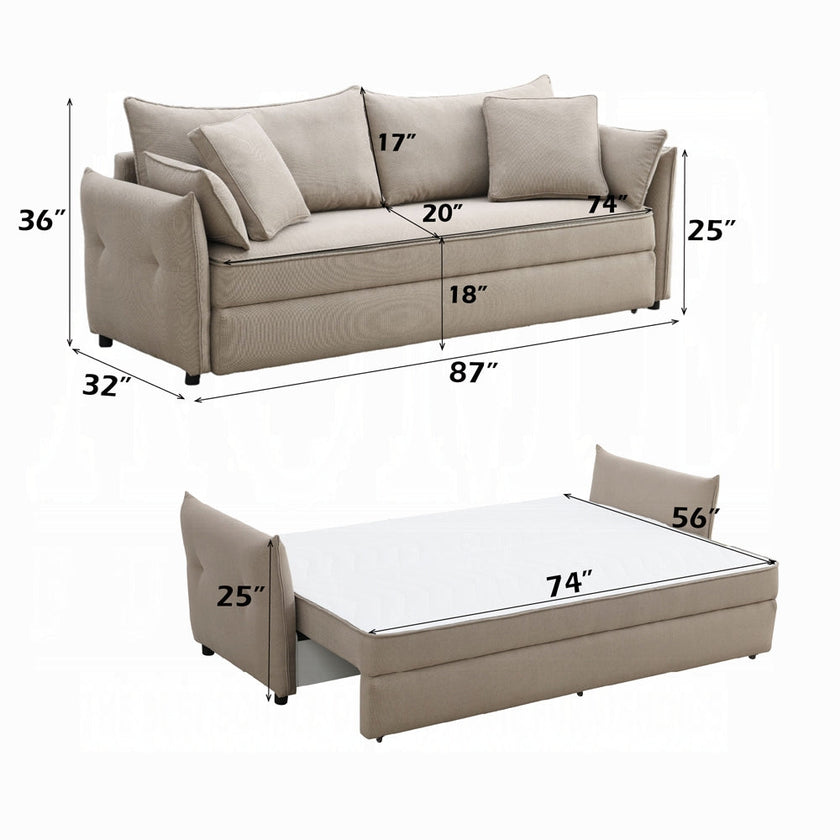 Cais Condo Size Sleeper Sofa w/Storage - Beige