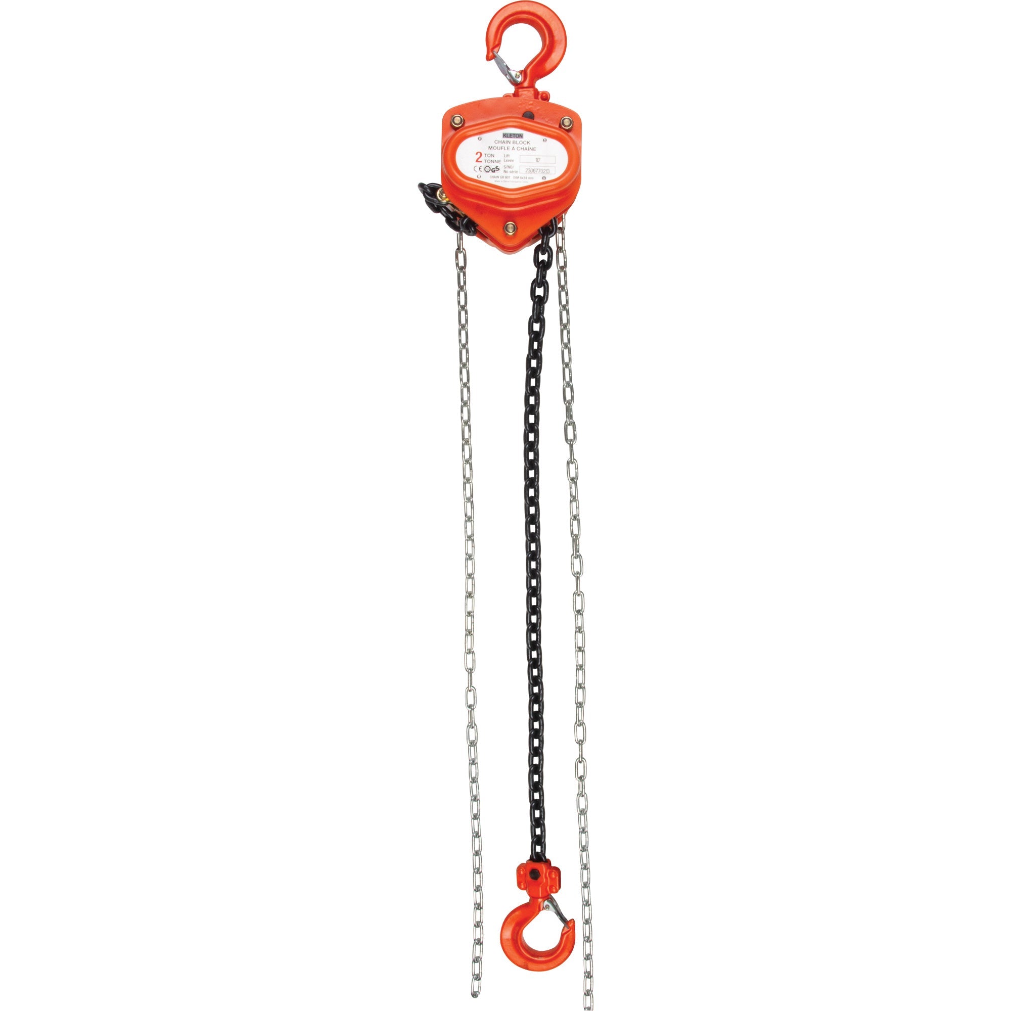 Chain Hoist, 10' Lift, 4000 lbs. (2 tons) Capacity, Alloy Steel Chain
