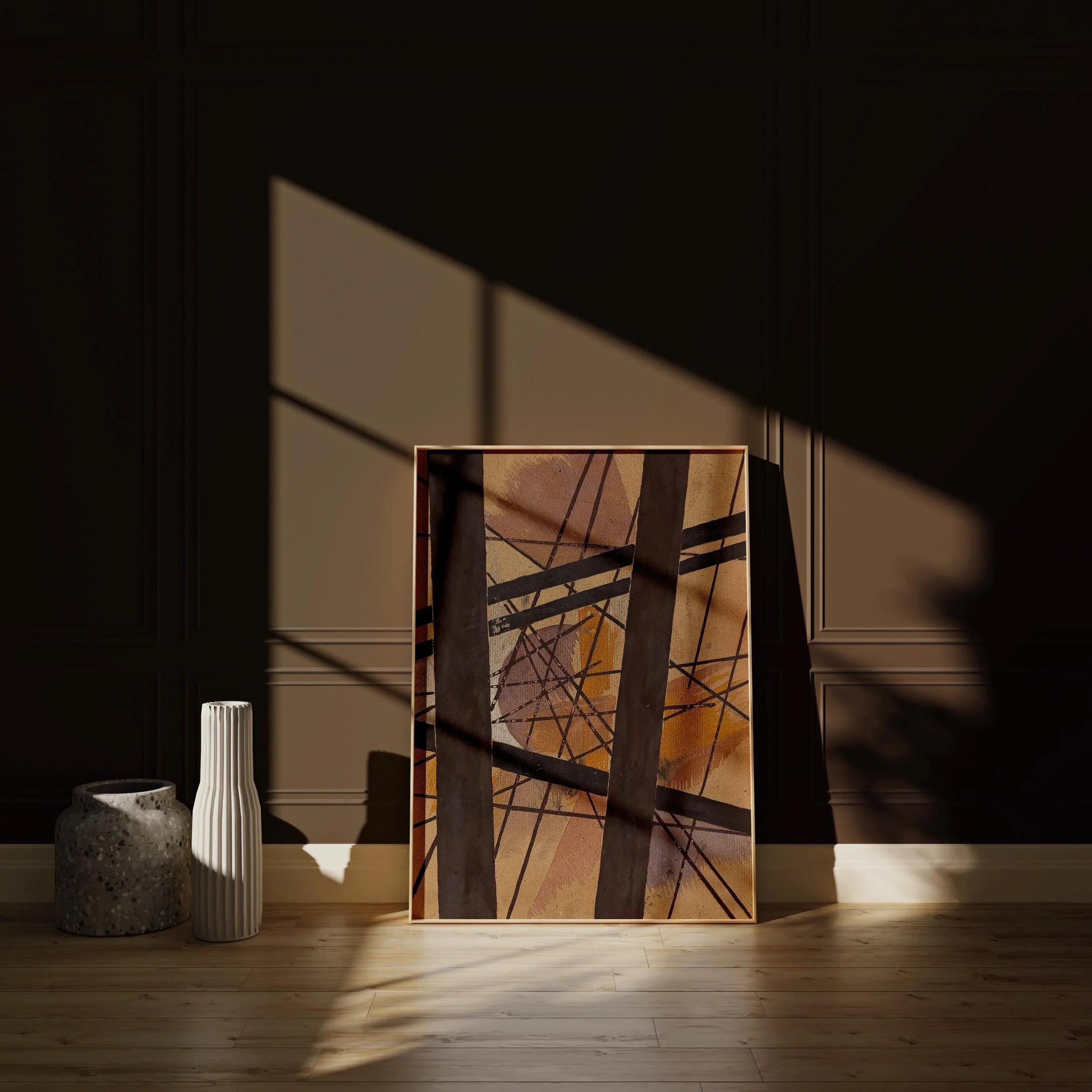 Lyubov Popova Abstract Art Print: Geometric Lines & Earthy Tones