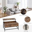 Reese Lift Top Coffee Table with Hidden Storage Compartment-Rustic Brown