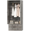 Briar Wardrobe Closet-Armoire with 2 Drawers and Hanging Rod-Grey