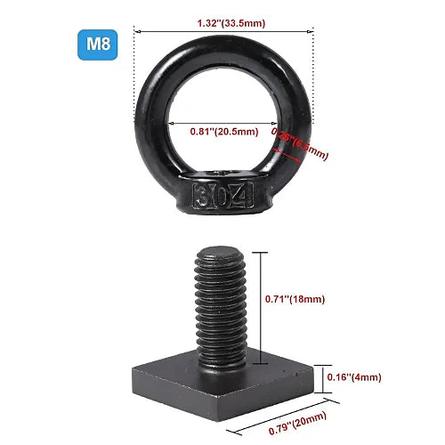 M8 Eye Bolts for T Tracks – Universal Tie Down Kit for Thule, Yakima & Rhino-Rack