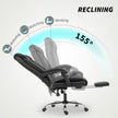 Alexis Executive Ergonomic Office Chair with Pet-Friendly Leather, Footrest and Swivel Recliner-Black
