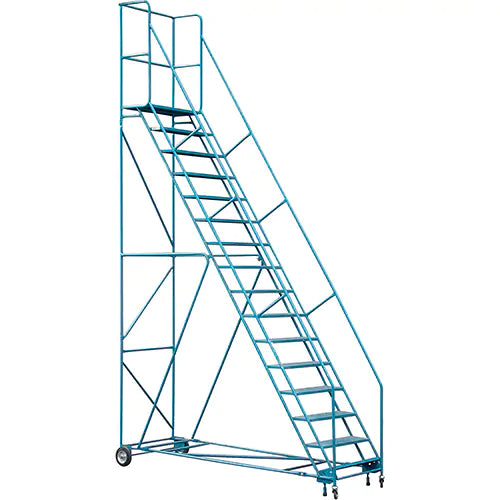CSA-Certified Rolling Step Ladder with Locking Step, 16 Steps, 30
