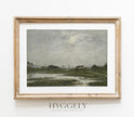 Vintage Muted Green Landscape Art Print L0161