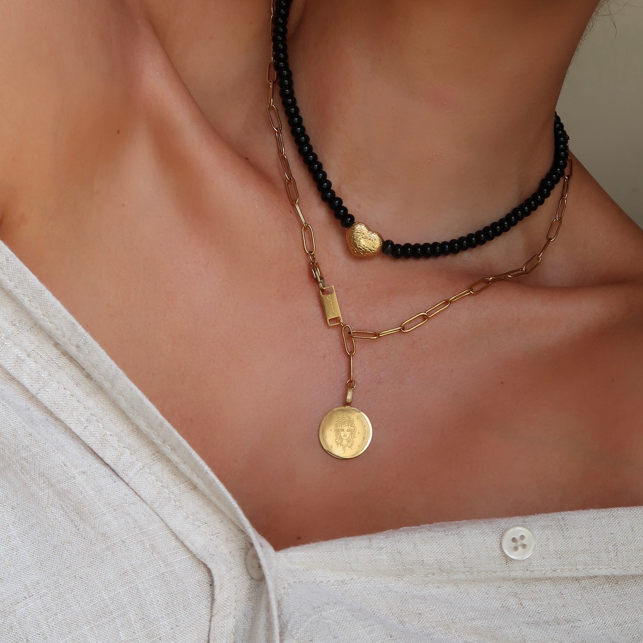 Maira Beaded Necklace- Gold