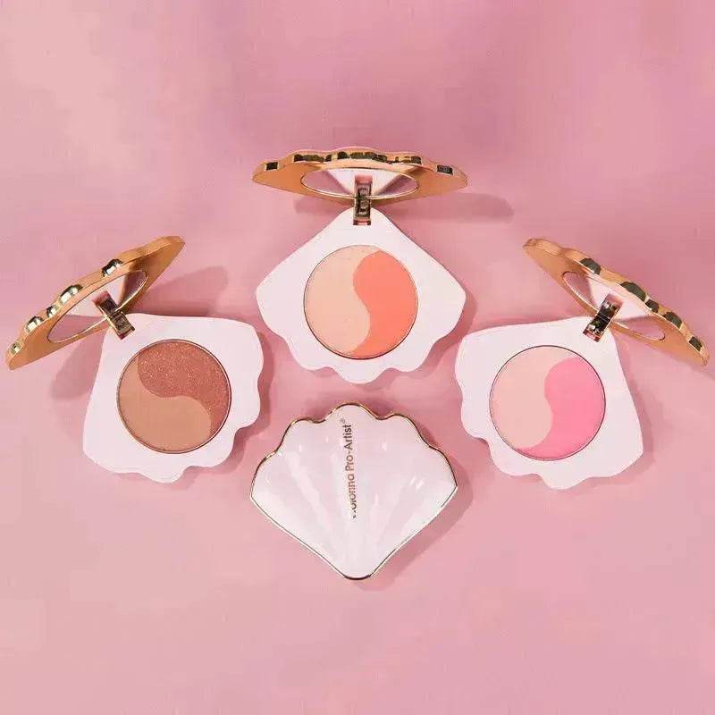 Makeup Shell Double Color Mirror Powder Blusher