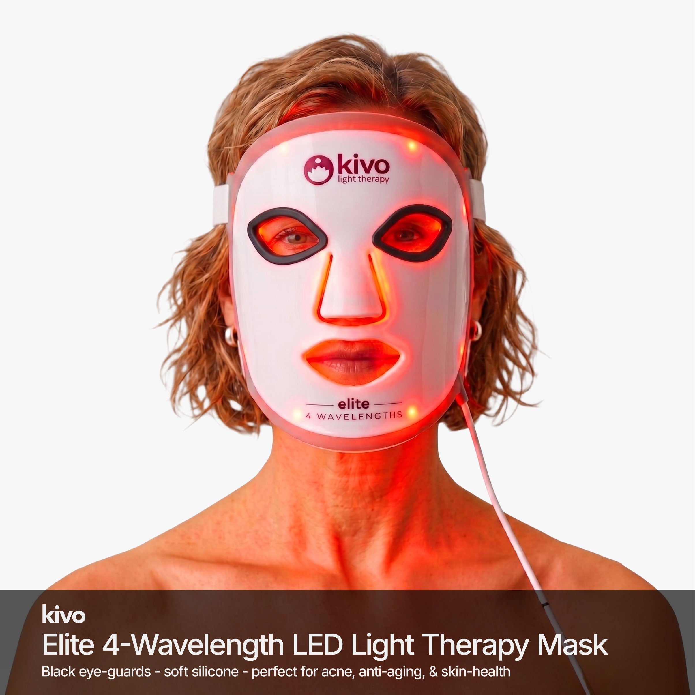 Kivo Elite LED Red Light Therapy Face Mask - 4-Wavelength Anti-Aging System