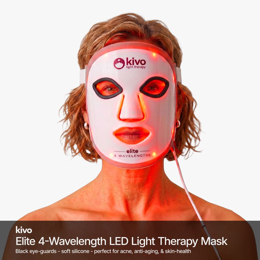 Kivo Elite LED Red Light Therapy Face Mask - 4-Wavelength Anti-Aging System