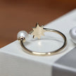 Bague Étoile du Nord en or 10K, perle et moissanites