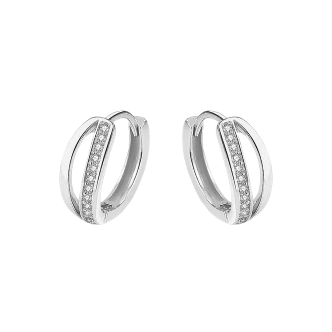Boucles d'oreilles Huggies Double Rang en argent sterling