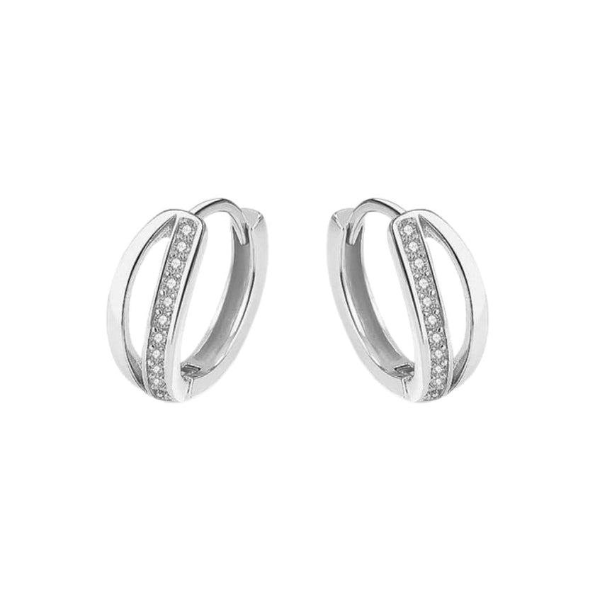 Boucles d'oreilles Huggies Double Rang en argent sterling
