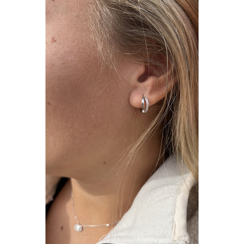 Boucles d'oreilles Huggies Double Rang en argent sterling