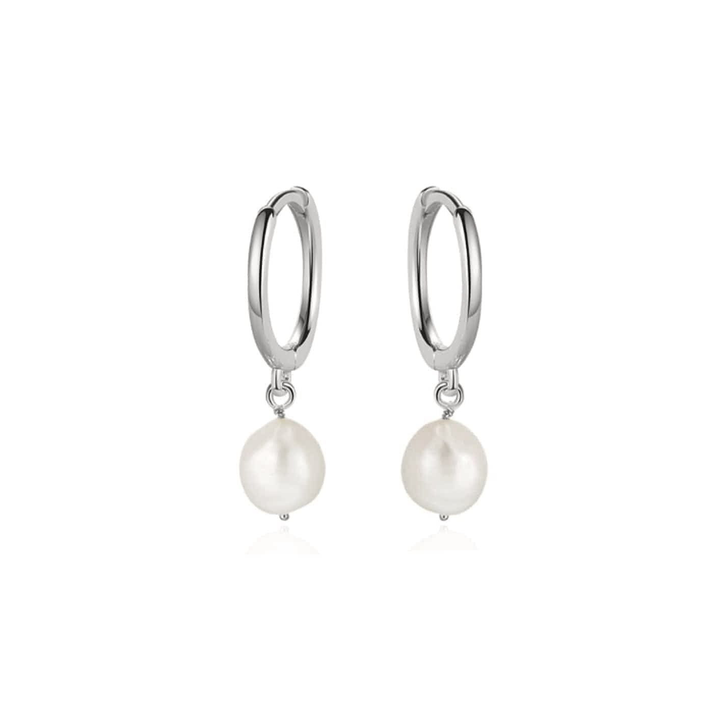 Boucles d'oreilles Huggies Perles Baroques en argent sterling