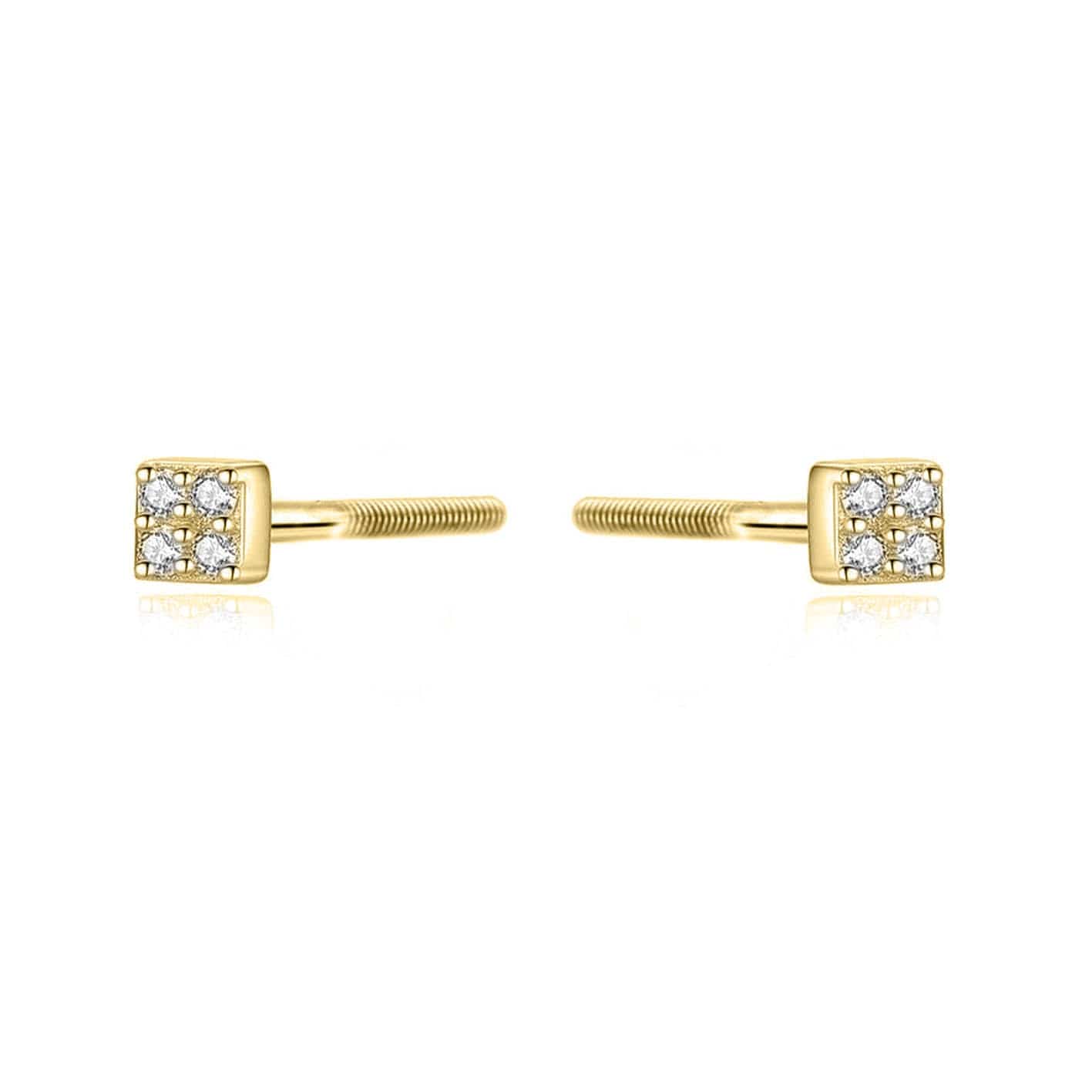 Boucles d'oreilles Les minis Carrés en or 10K et moissanites
