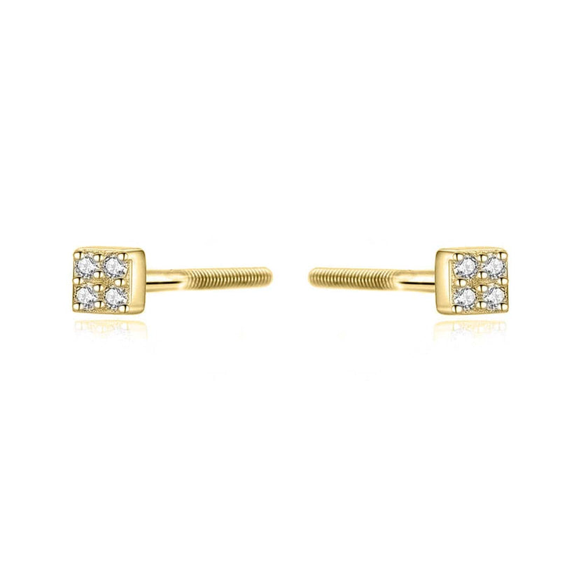 Boucles d'oreilles Les minis Carrés en or 10K et moissanites