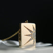Collier porte-photo Soleil en or 14K et diamants