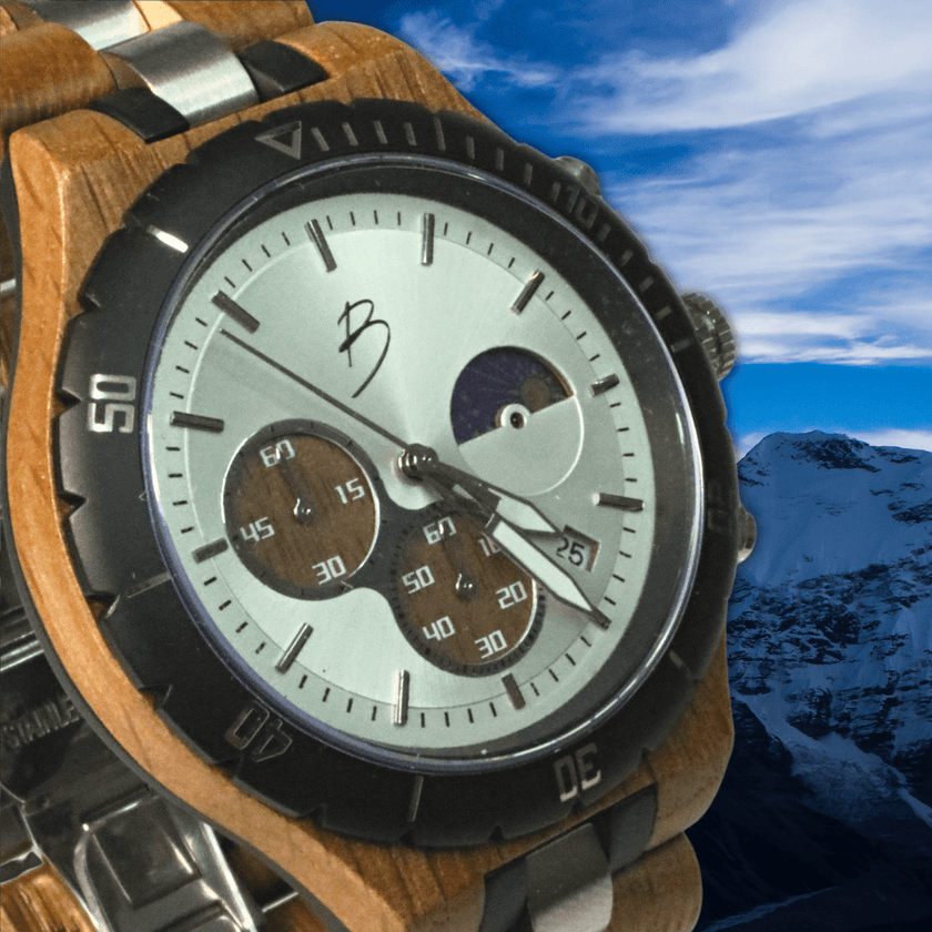 Montre Berthoud en bois de baril de whisky recyclé