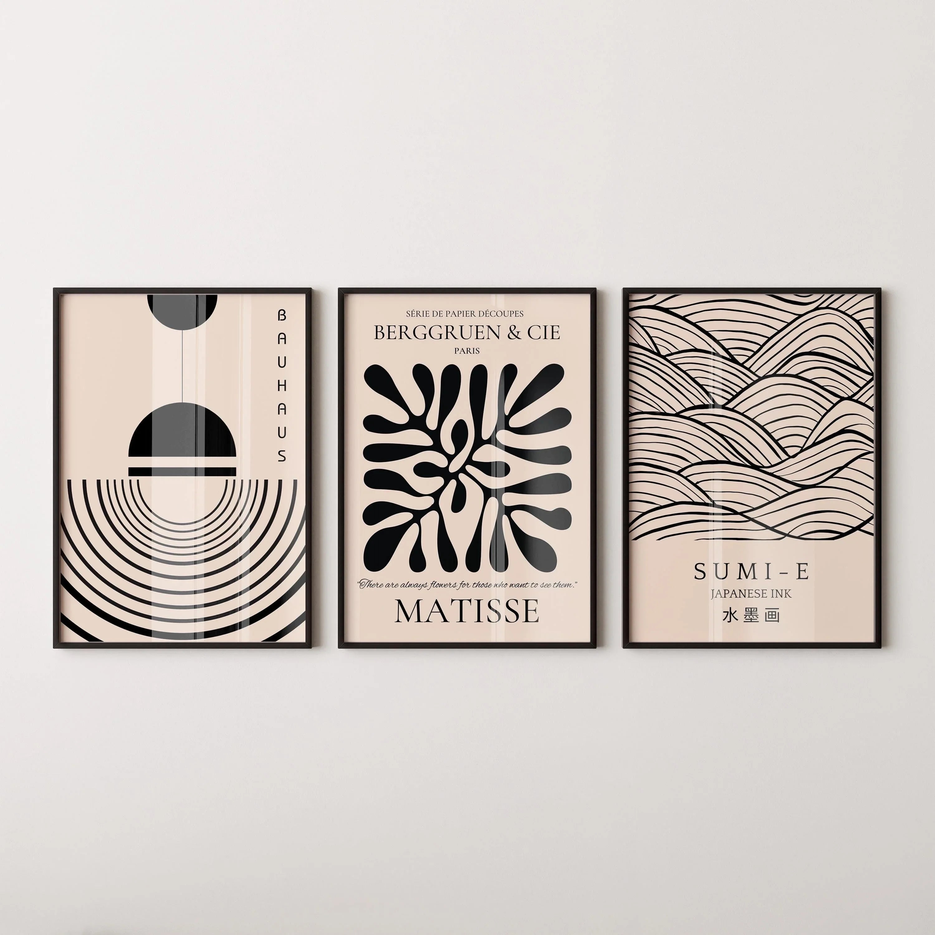 Matisse Bauhaus Japanese STATEMENT TRIO poster prints |  | Our Most Popular Neutral Set | available framed