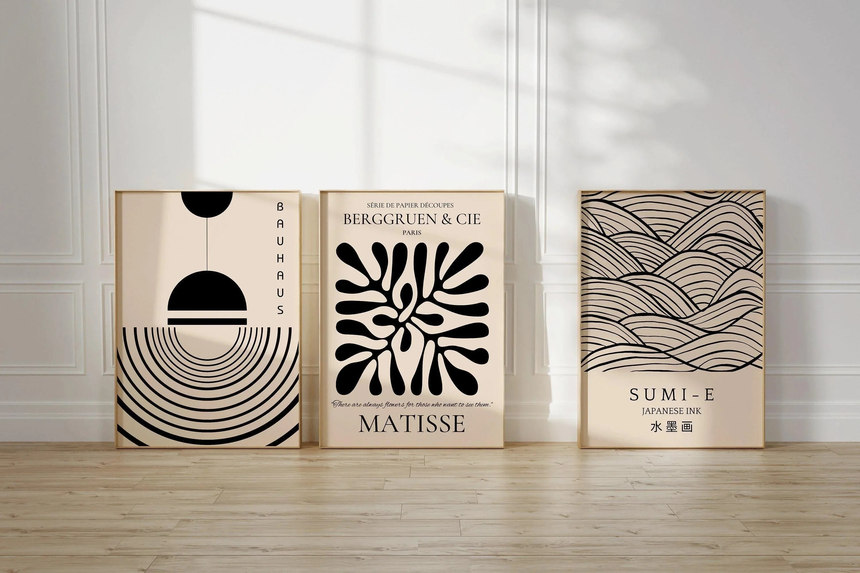 Matisse Bauhaus Japanese STATEMENT TRIO poster prints |  | Our Most Popular Neutral Set | available framed