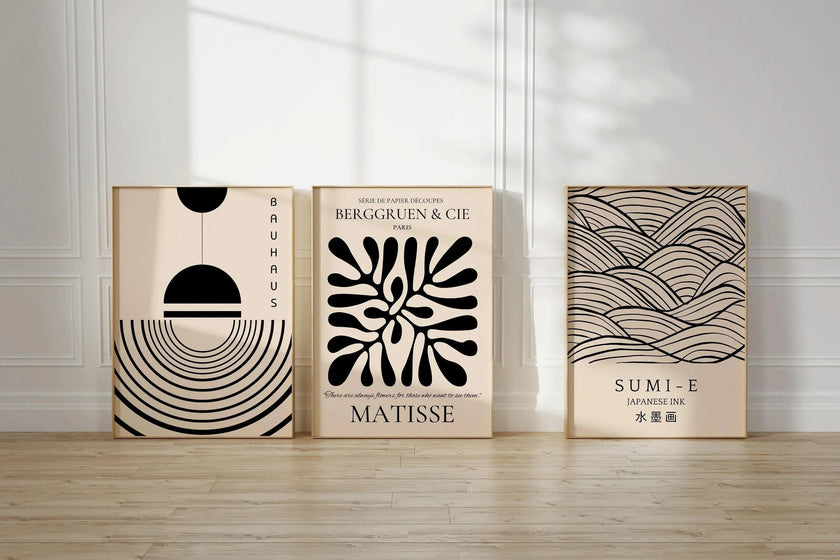 Matisse Bauhaus Japanese STATEMENT TRIO poster prints |  | Our Most Popular Neutral Set | available framed