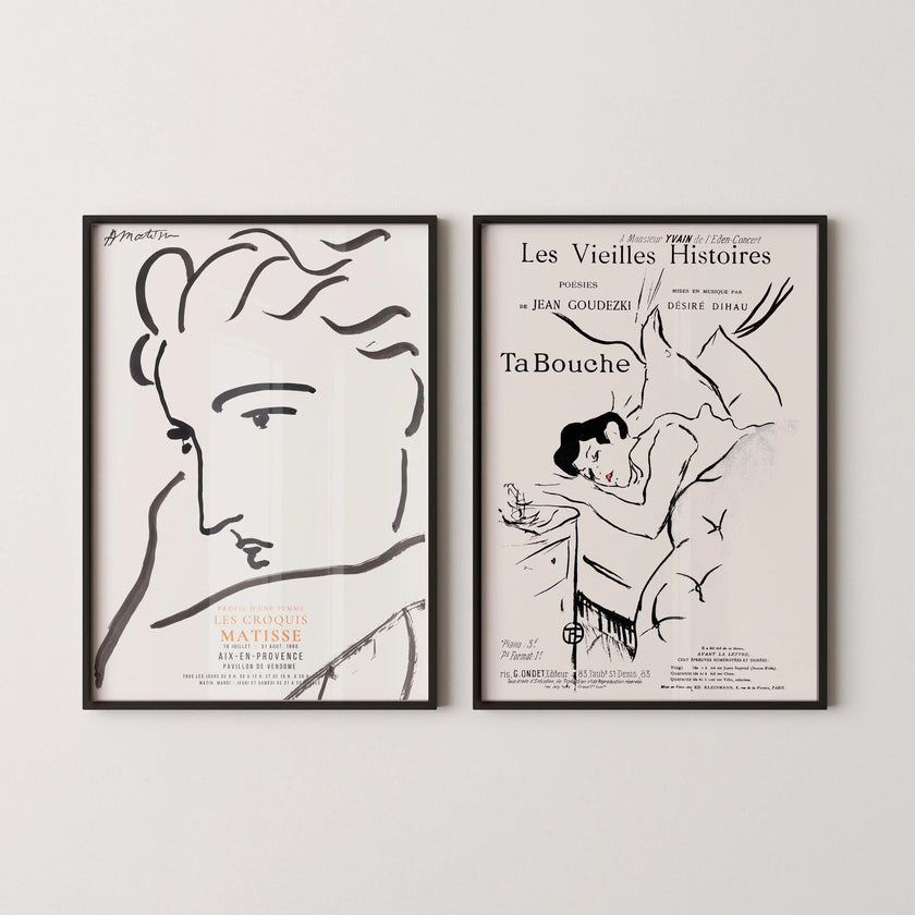 Matisse & Toulouse-Lautrec Art Prints: Neutral Gallery Wall Set