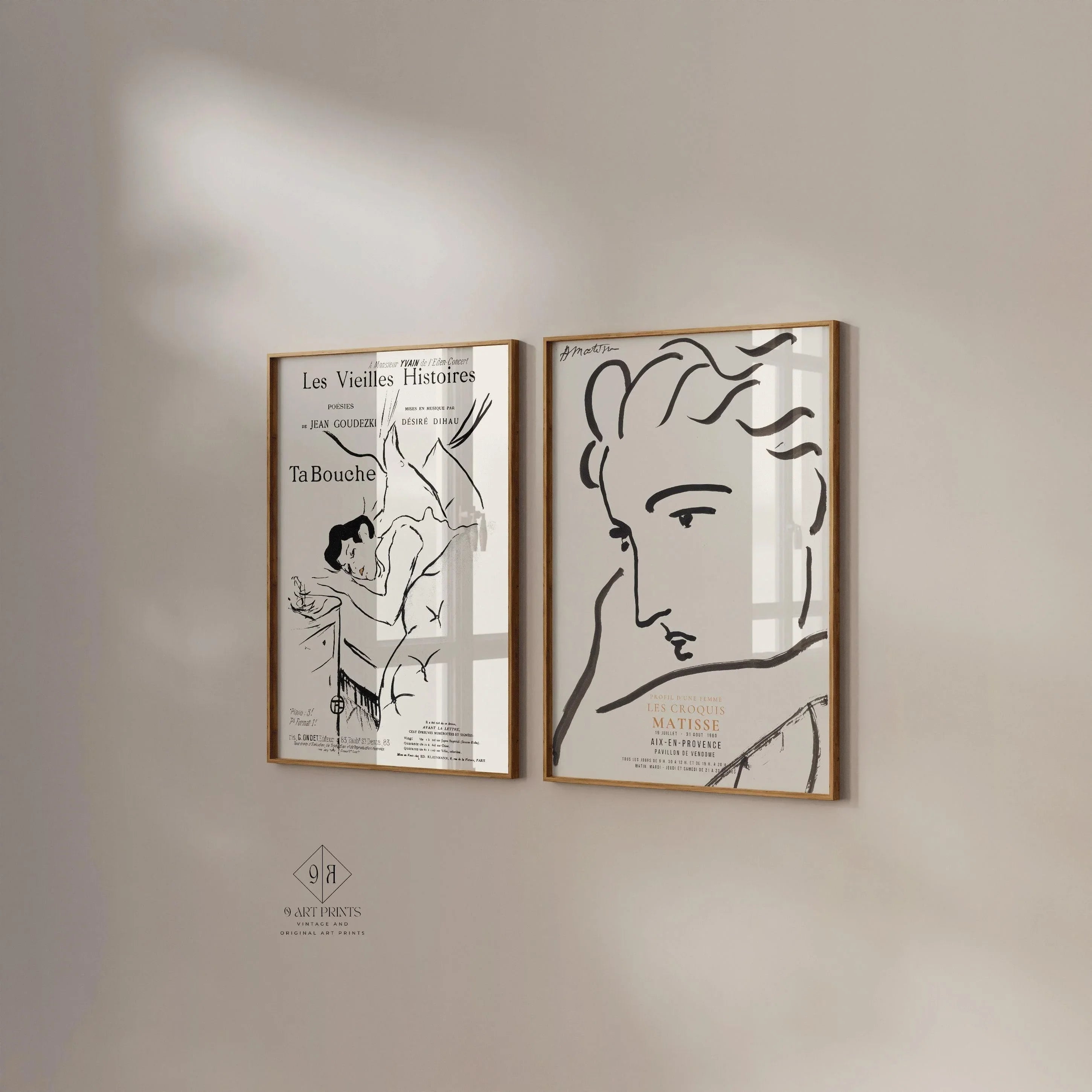 Matisse & Toulouse-Lautrec Art Prints: Neutral Gallery Wall Set
