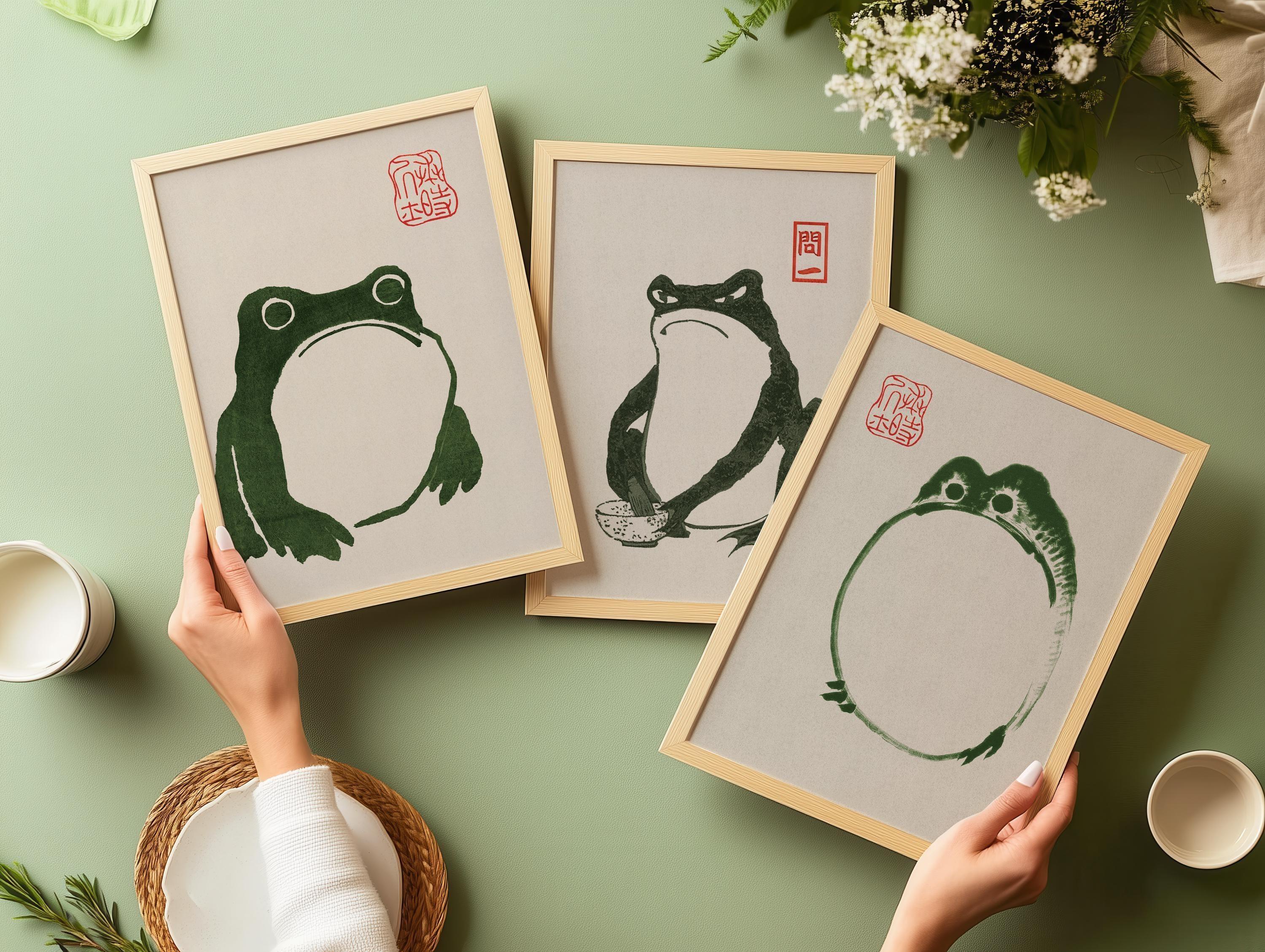 Matsumoto Hoji's Three Frogs Print: Vintage Japanese Woodblock Art