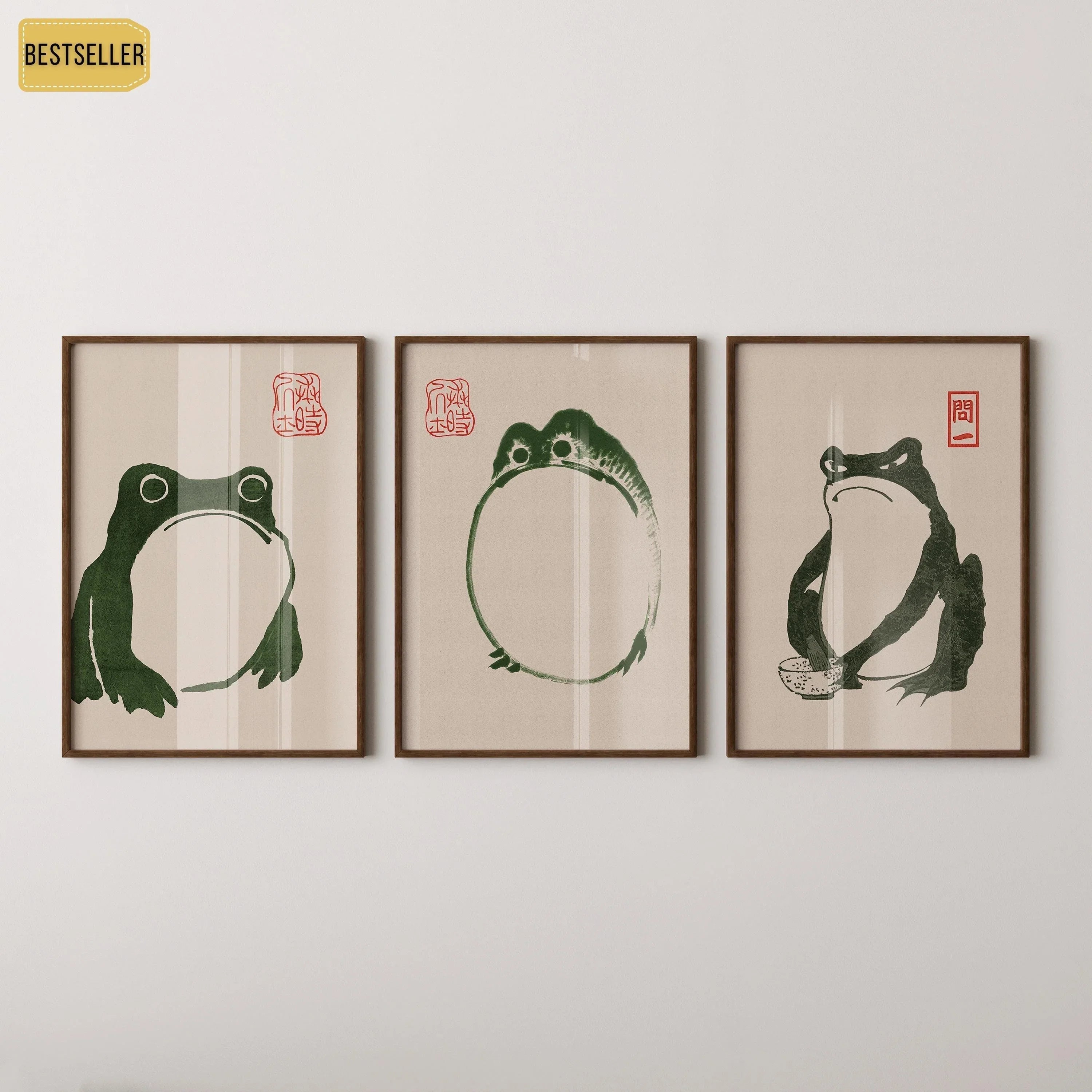 Matsumoto Hoji's Three Frogs Print: Vintage Japanese Woodblock Art