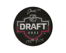 Jack Matier Autographed 2021 NHL Draft Puck Inscribed 