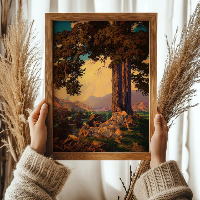 Maxfield Parrish Art Print: Golden Hilltop Reverie (Handframed or Unframed)