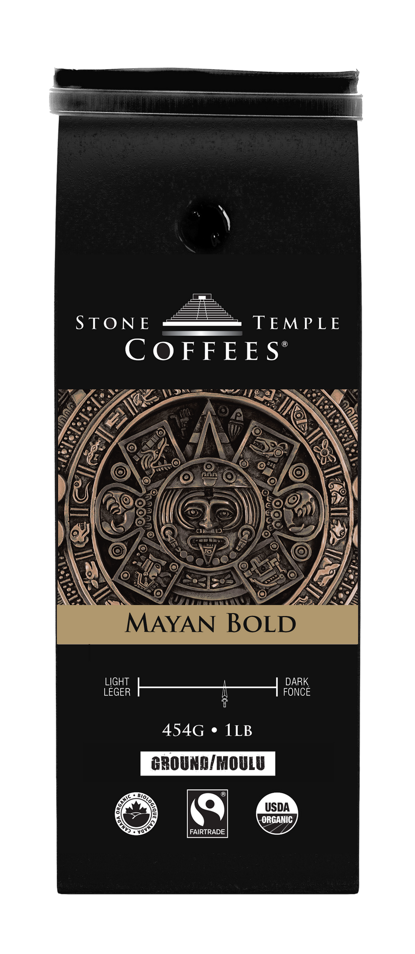 Mayan Bold - Ground, Bold Medium Roast, Certified Organic OCIA/ Fairtrade Coffee 1lb/454g