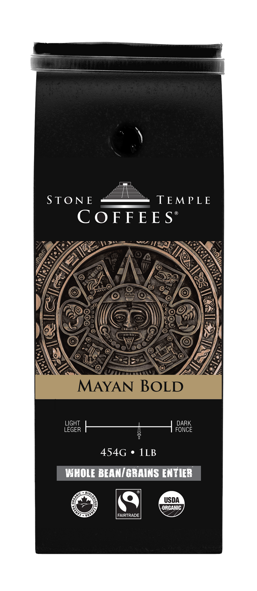 Mayan Bold - Whole Bean, Bold Medium Roast, Certified Organic OCIA/ Fairtrade Coffee 1lb/454g