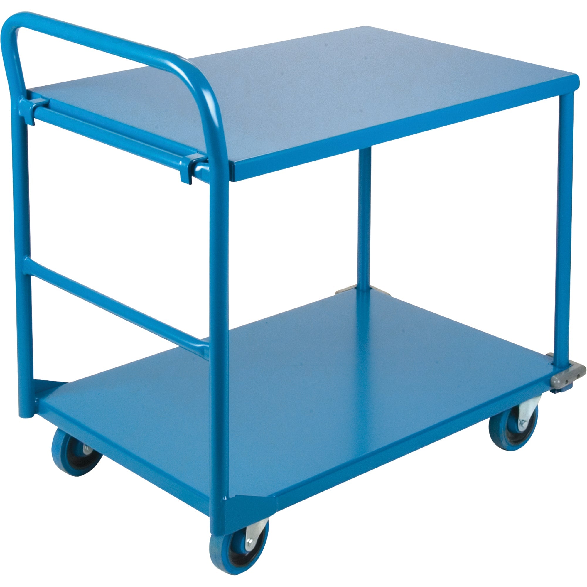 Chariot à plateformes et à étagères, acier, 61 cm L x 91 cm P x 102 cm H, capacité de la plateforme : 590 kg.