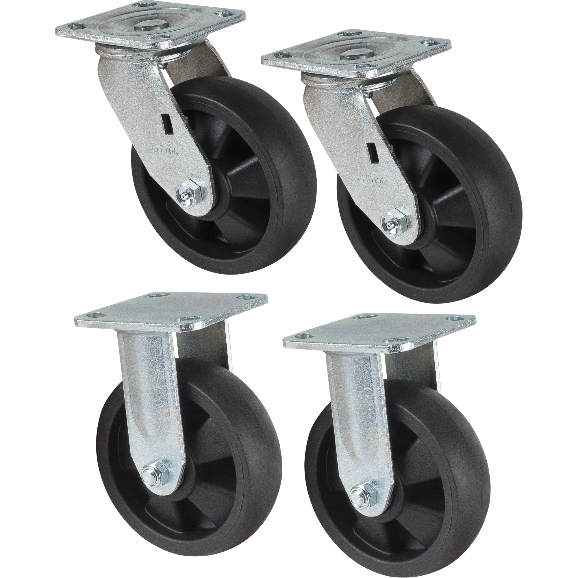 Caster Set, Rigid/Swivel, 6