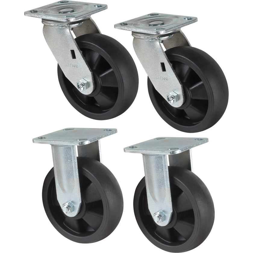 Caster Set, Rigid/Swivel, 6