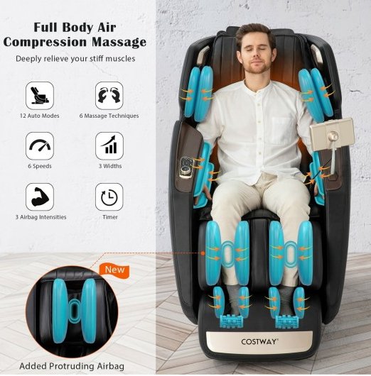 Mega Sale -Top Seller-Premium Series-COSTWAY JL10013 Fully Loaded- 3D SL-Track Full Body Zero Gravity Massage Chair with Thai Stretch- Top 5 Seller-
